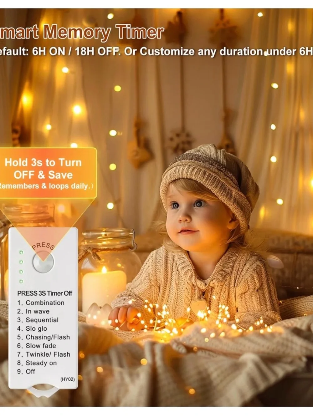 4 Pack Rechargeable Fairy String Lights 50 LED Warm White 8 Modes Timer USB